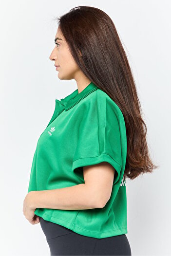 adidas Women Oversized Fit Short Sleeve Outdoor Crop Polo Shirt, Green
