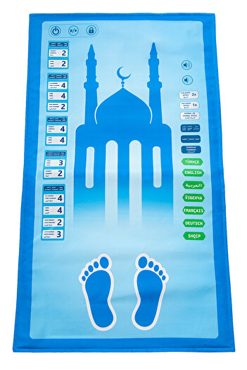 ihvan online Benim Seccadem Çocuklar İçin Sesli Konuşan 7 Dilde Namaz Kıldıran Seccade Mavi