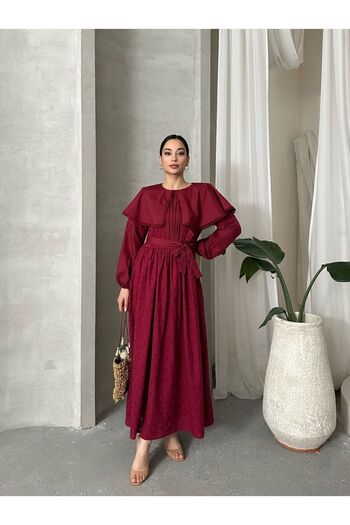 ZF BUTİK Cape Collar Lace Detail Dress