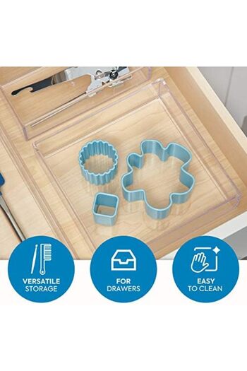 Generic Clarity Kitchen Drawer Organizer for Silverware & Gadgets - Medium, 8" x 2", Clear