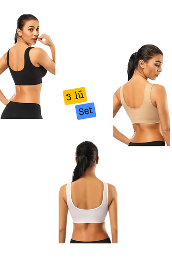 EMBA KORSE 3 Pack Chest Enhancer Thick Strap Non-Padded Bra Corset Sports Bra Bustier Half Tank Top