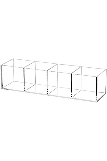 Generic Acrylic 4-Section Drawer Organizer, Clear Plastic Makeup Storage for Vanity, Brushes (10x2.5x2.3 in