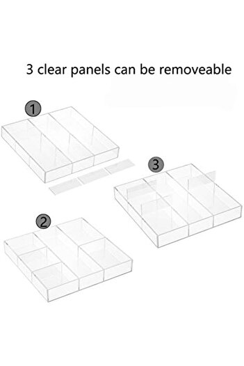 Generic Acrylic Drawer Organizer, 6-Section Clear Makeup Tray for Drawer Office Bedroom (11.8x11.8 inch)