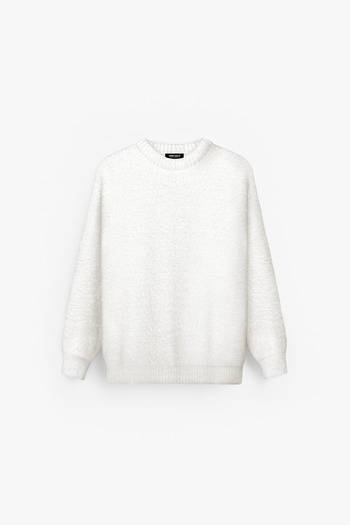ablukaonline Unisex Oversize Textured Sweater Ecru