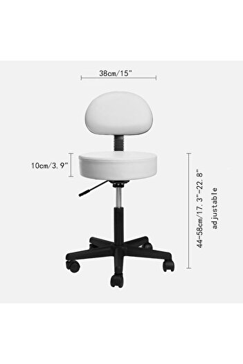 LA PERLA TECH Adjustable Medical-Massage-Beauty Stool with Removable Adjustable with Removable Backrest (white)