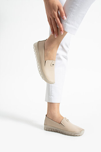 Getcho Leopold Beige Women's Shoes Daily Soft Sole Comfortable Fit Non-Slip Sole Lightweight Summer Model