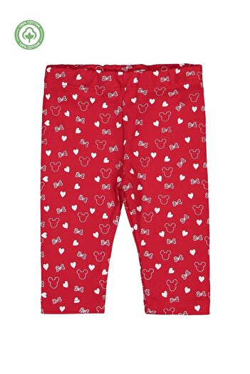 Divonette Baby Girl Red Leggings 100% Cotton - Comfortable Fit Baby Leggings with Heart and Bow Pattern