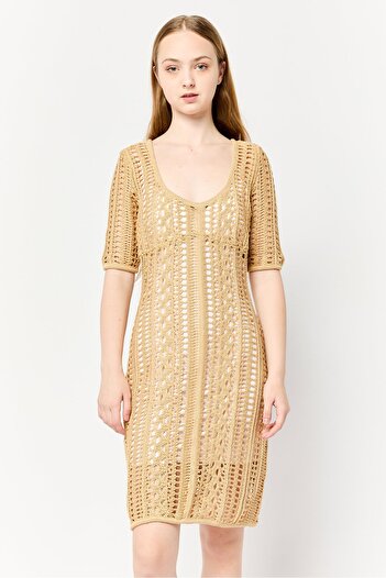 Givenchy Women Crochet Mini Beach Dress, Beige