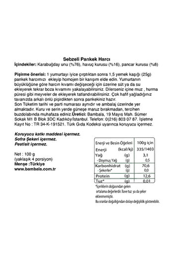 Bambala  5'li Çorba Paketi (pancar, ıspanak, balkabaklı sebze çorbası, muhallebi, sebzeli pankek)