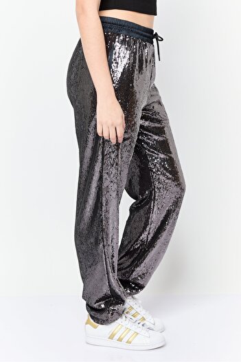 Esprit Women Regular Fit Straight Leg Sequined Pants, Black