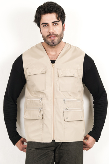 Reform Vest"Summer Multi-Pocket Bondik Fabric Double Zipper Pocket