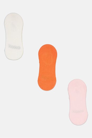 XOXO Women 3 Pair Brand Logo Round Invisible Socks,Multicolor