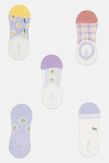 XOXO Women 5 Pairs Round Invisible Non Terry Socks, Multicolor