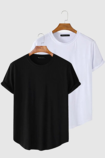 FABİO CASSANİ Ανδρικό μπλουζάκι με οβάλ κομμένο Basic Fit Shitty Collar Casual 2 τεμαχίων