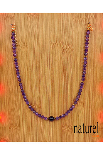 Naturel Tılsım Amethyst Natural Stone Choker Necklace