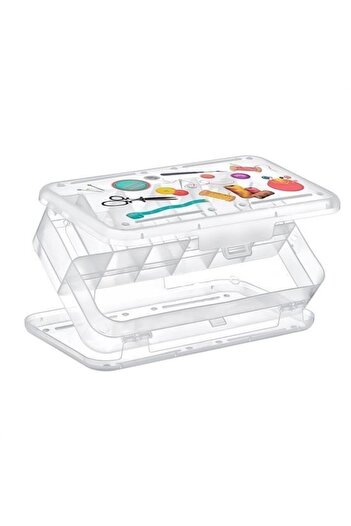 Hobibahçem Hobby Sewing Box with Double Sided Compartments Material Box Storage Container