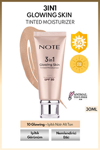 NOTE 3 in 1 Glowing Skin Tinted Moisturizer SPF 50 Işıltılı Aydınlatıcı Krem