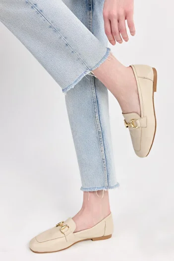 Yaya by Hotiç Women's Leather Bone Buckle Loafer