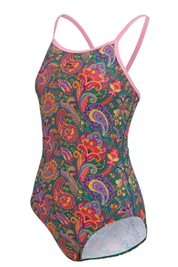 Slazenger Thinstrap Women's Swimmer Green / Pink Swimsuit