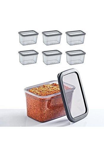 STOREMAX Sellbuyst Set of 6 Skali Rectangular Storage Container Anthracite 1210 ml Trendy 266450