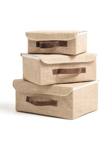 STOREMAX Sellbuyst Bee Jute Covered Closet Organizer for Jewelry, Makeup, Bathroom, Office Organizer Storage Box