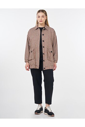 Kayra Goose Feet Patterned Bag Pocket Jacket Tile