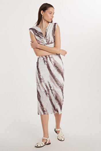 Tudors Women's Slim Fit Slim Fit Sleeveless V Neck Midi Length Dress