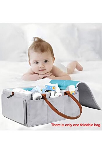 Generic Portable Diaper Caddy Storage Bag with Roll Lid and Removable Dividers