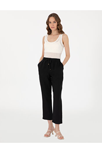 Pierre Cardin Black Carrot Fit Linen Trousers 50301256-Vr046