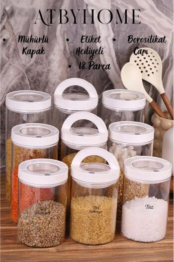 Atbyhome Lengo 9-Pack 1200-1600-2000 ml Sealed Vacuum Borosilicate Glass Food Storage Jar