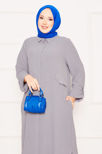 EBRUTESETTÜR Long Tunic Trousers with Foldable Sleeves and Pockets Double Hijab Suit