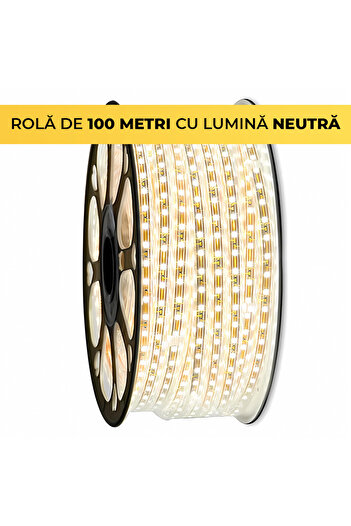 CLASSLIGHTS LED strip 220V, 4000K, Neutral White Light, 120LED/m, IP65, Roll 100 Meters, ClassLights