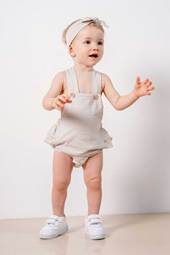 bombe Baby Kids Gray Cotton Comfortable Salopet Jumpsuit 2-Piece Set Trend Fashion Bottom Top Set