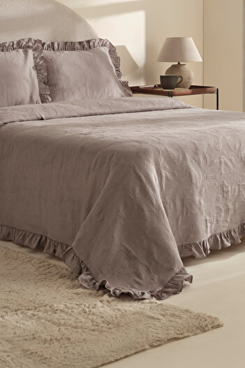 Karaca Home Lavinya 100% Cotton Double Bedspread Set Gray