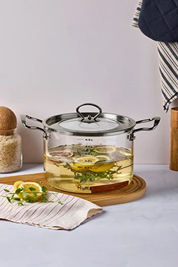 Perotti Logan Silver Lid 4.5 L Glass Pot 20X17 cm