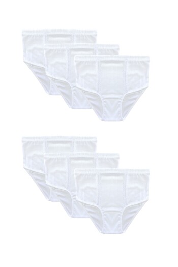 FORMO 6 Pack Women's White 100% Natural Cotton Lace High Waist Bato Panties