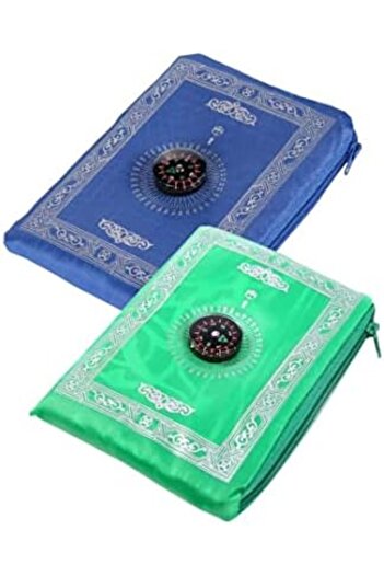 Generic Pack of 2 Portable Travel Prayer Mat with Compass, Waterproof Polyester Prayer Rug, Muslim Tra