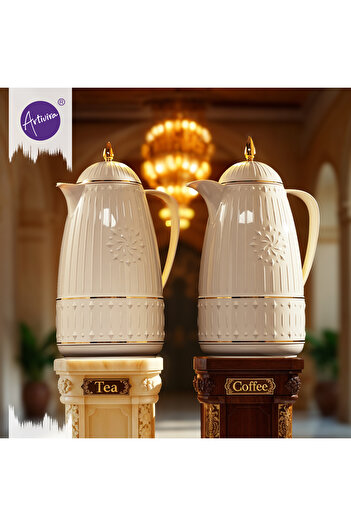 ARTIVIRA Sc46- طقم ترمس شاي وقهوة مكون من قطعتين، سعة 1 لتر