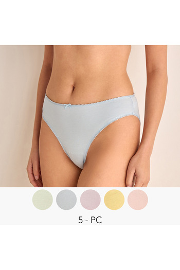FAV Set of 5 - Lace Trim Bikini Briefs with Bow Applique