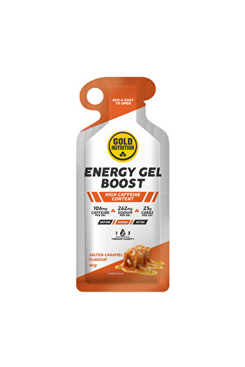 GOLDNUTRITION Boost Plus Salted Caramel Energy Gel, Box of 16 Gels