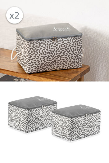 REKHOME Set of 2 Gray Home Sweet Home Small Size under Base Socks Suitcase Organizer Dowry Organizer Hurç