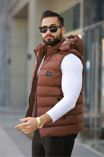 S&M CLOTHİNG New Season Men's Removable Hooded Inflatable Vest