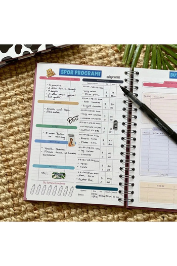 hediyeofisi Pembe Sakura Tasarımlı | Sticker'lı Tarihsiz Konuşan Ajanda Haftalık Planlayıcı Defter