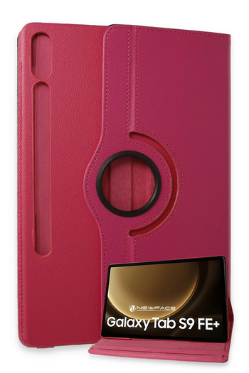 NewFace Samsung Galaxy X610 Tab S9 Fe Plus 12.4 Case 360 Tablet Leather Case - Pink Drstr