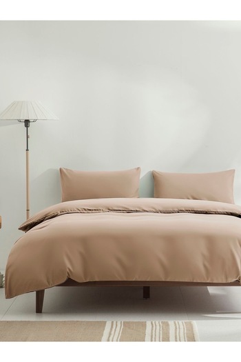 She&Co Double Size Elastic Duvet Cover Set-Milk Coffee