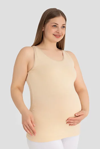 Arma Yıldız Soft Textured Cotton Maternity Undershirt with Skin Color Thick Straps