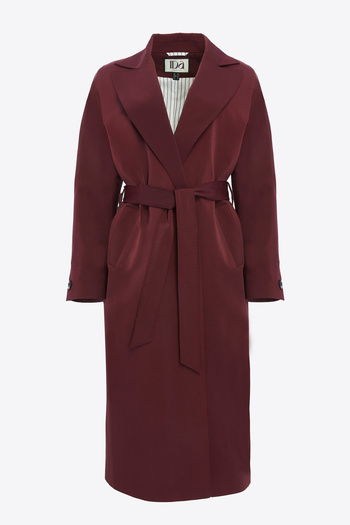 IDA Collection Burgundy Trench Coat - Double Breasted and Belted