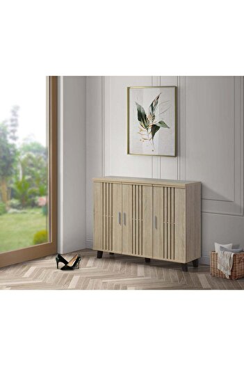 woodage Shoe Organizer Cabinet - 4 Shelves and 3 Doors