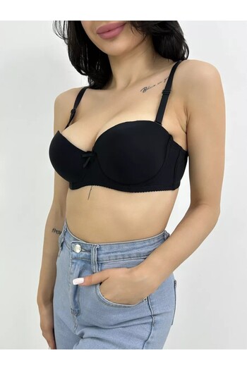 MİSTİRİK Lenola Model Strapless Black Push up Women's Bra