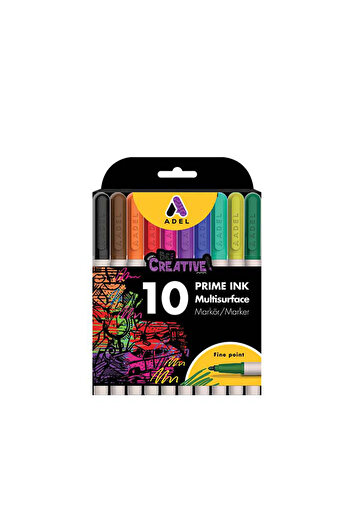 Adel Prime Ink Multisurface 10 Pack Classic, Ergonomic Body, Soft, Easy Writing, 1.5 mm Round Tip